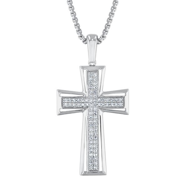 diamond silver cross pendant